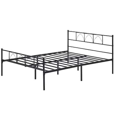 Metal Platform Bed Frame with Headboard and Footboard