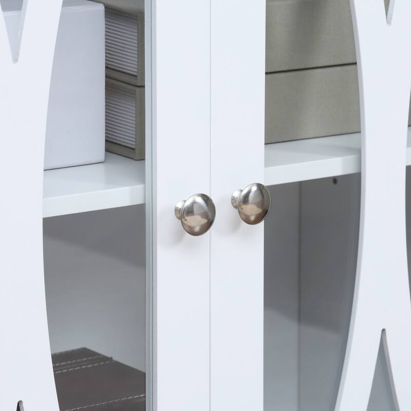 HOMCOM Modern Kitchen Sideboard, Buffet Cabinet with 2 Storage Cupboard, Glass Doors