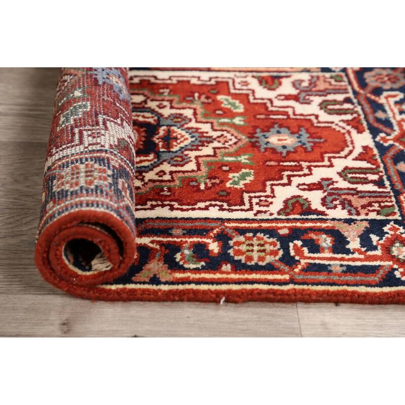 Rust Geometric Heriz Oriental Wool Area Rug Handmade Home Decor Carpet - 2'0" x 3'0"