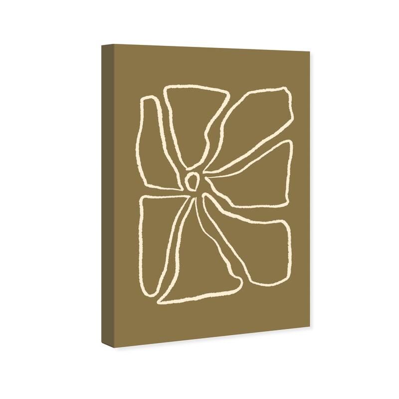 Wynwood Studio Canvas Oversized Abstract Flower Outline Brown and Cream White Modern & Contemporary Wall Art Canvas Print