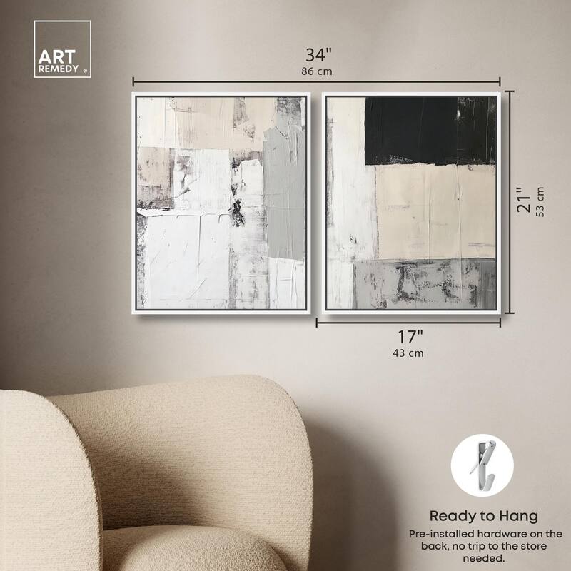 Chalk and Charcoal Canvas Set of 2 by Art Remedy