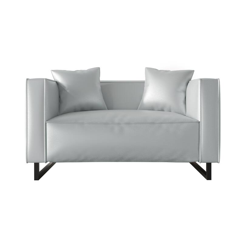 CraftPorch Mid Century Modern Upholstered Loveseat - Silver