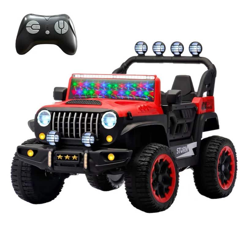 24V 2-Seater Kids Electric Ride-On with Remote Control, Red, 4WD & LED Lights - Red