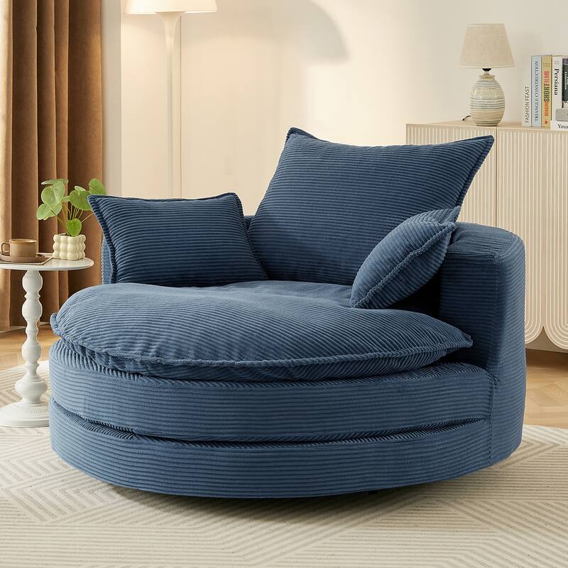 360° Swivel Accent Chair Round Barrel Chair, Living Room Oversized Single Sofa Chair Chaise Lounge Reading Sofa Armchair