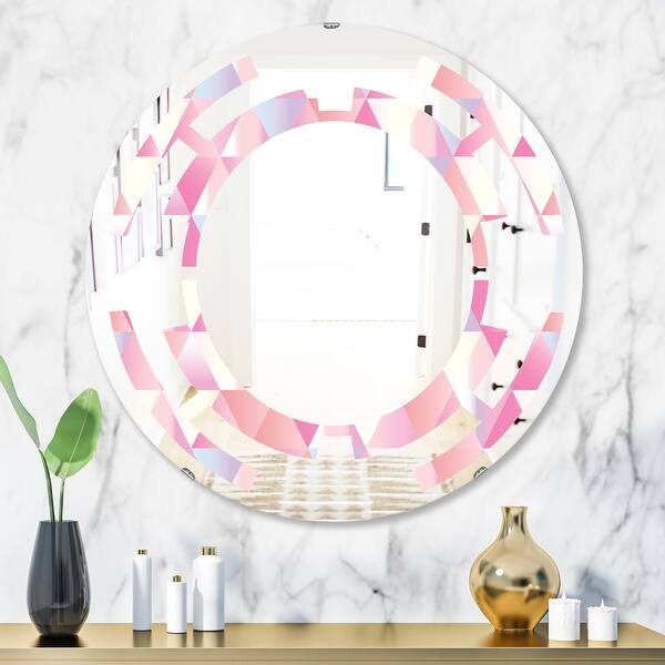 slide 2 of 6, Designart 'Diamond Retro VI' Printed Modern Round or Oval Wall Mirror - Space 31.5 in. wide x 31.5 in. high
