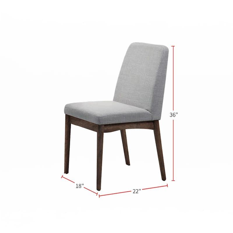 Grey Fabric Upholstered Dining Chair, Brown(Set of 2)