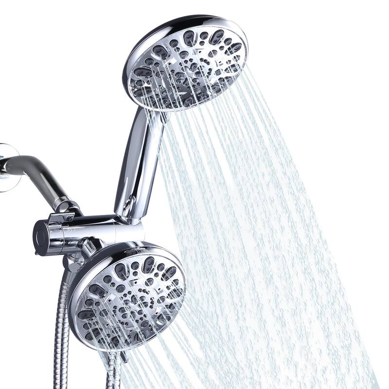 WOWOW 7-Spray 4.5 in. Dual Shower Head and Handheld Shower Head - Polished Chrome