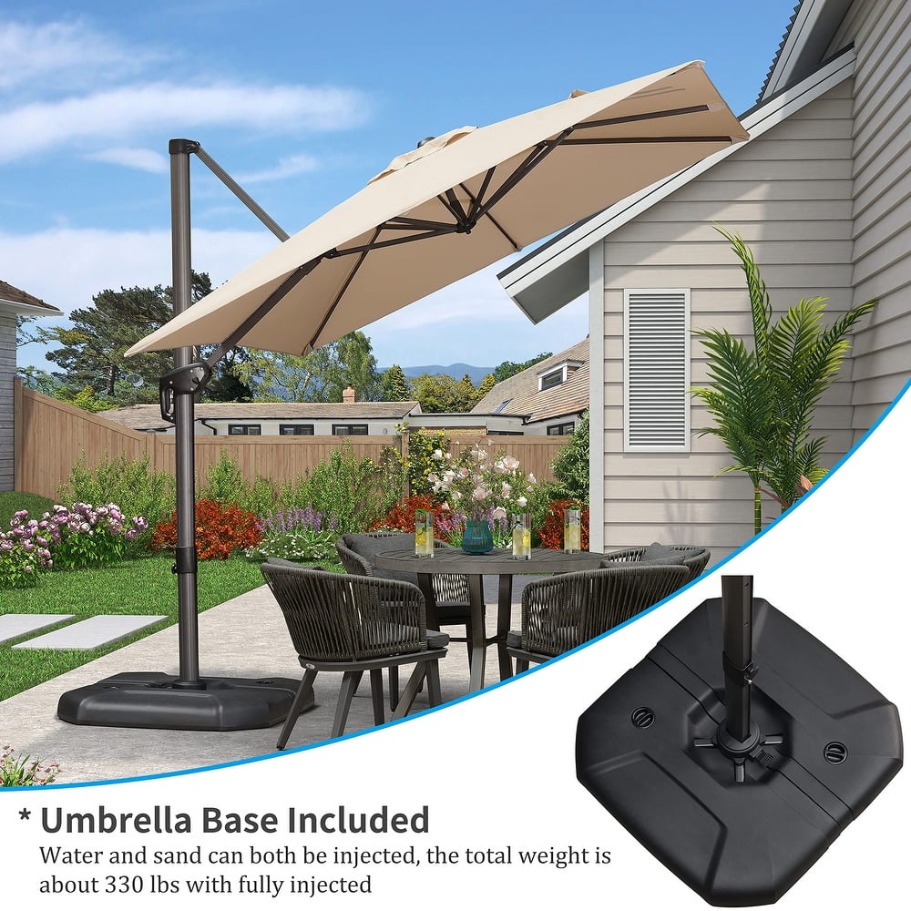 PURPLE LEAF 9 ft 360 Degree Rotation Patio Umbrella With Base