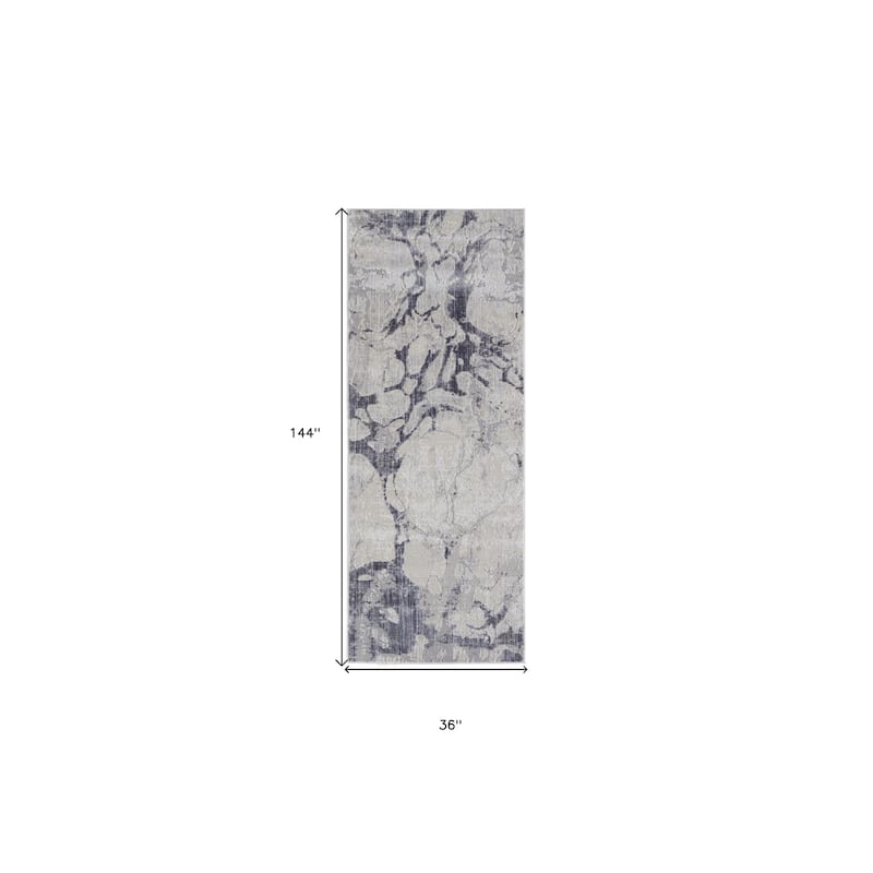 Wuseh Power Loomed Distressed Abstract Area Rug By HomeRoots - 12' Runner