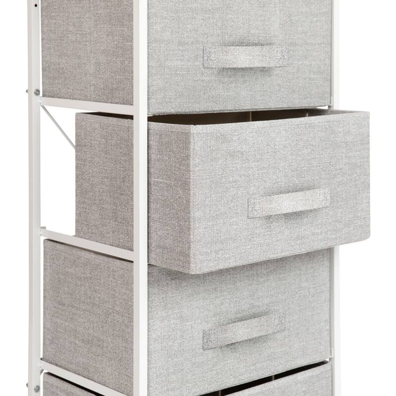4 Drawer Vertical Storage Dresser with Wood Top & Fabric Pull Drawers