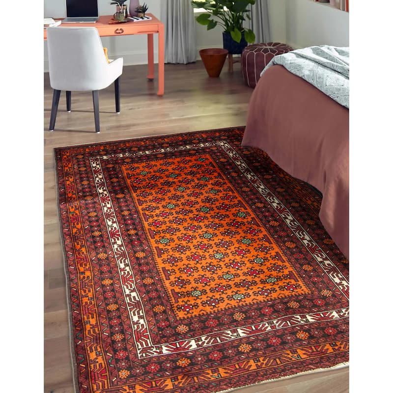ECARPETGALLERY Hand-knotted Teimani Burnt Orange Wool Rug - 4'4 x 6'4