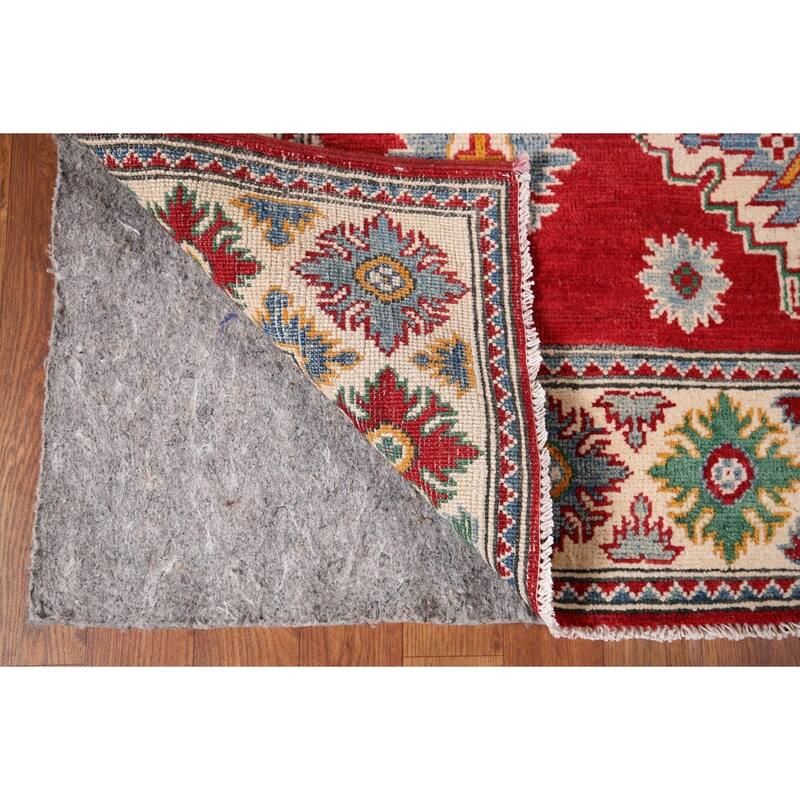 Red Kazak Area Rug Handmade Oriental Wool Carpet - 4'10" x 6'11"