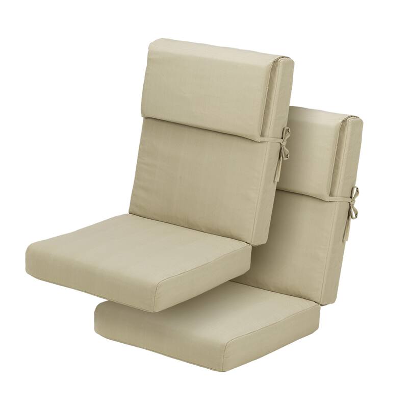 Aoodor Patio High Back Chair Cushions Set of 2 - Khaki
