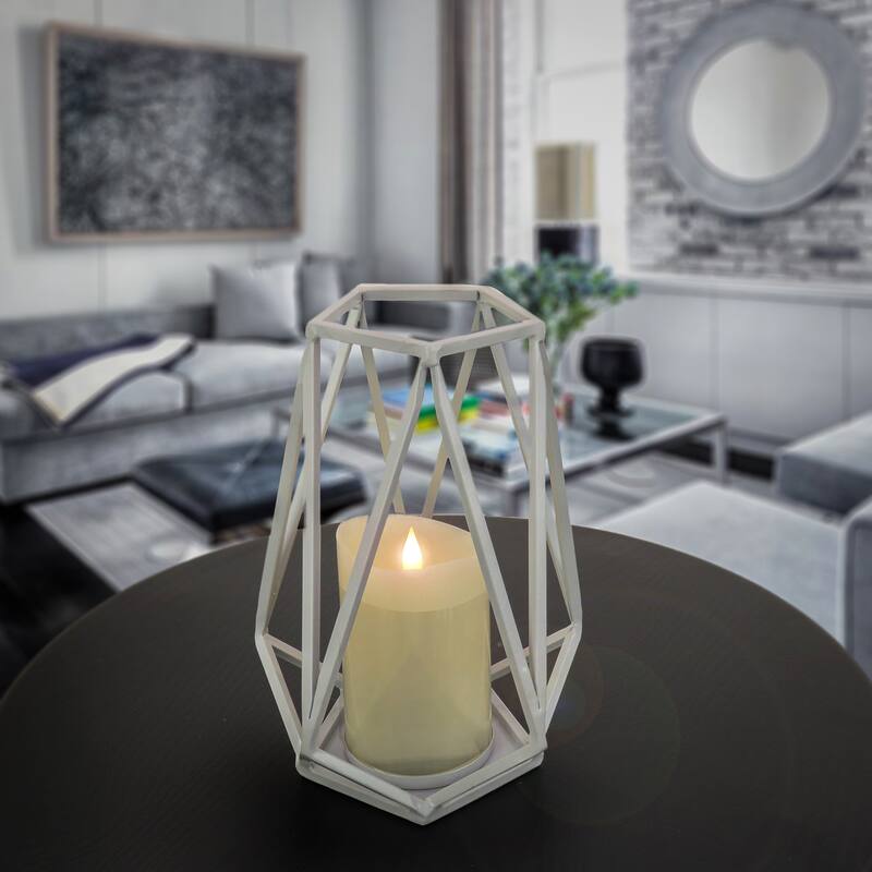 10" Candle Lantern with Glass Chimney, Glacier Gray by National Tree Company - 10 in
