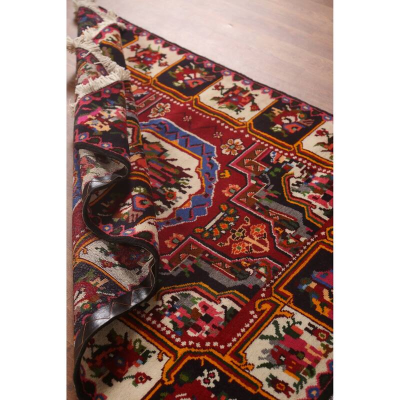 Hand Knotted Oriental 100% Wool Carpet Traditional Medallion Red Bakhtiari Area Rug - 4' 7'' X 3' 5''