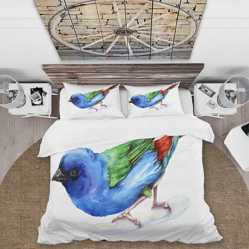 Designart 'Forbes Finch Bird' Traditional Duvet Cover Set
