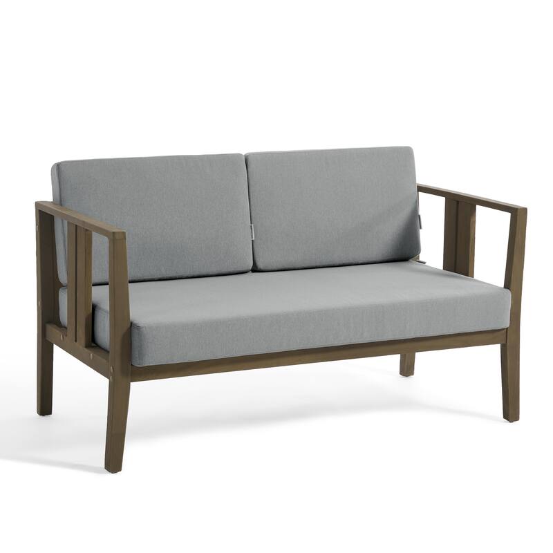 Outdoor Teak Solid Wood Patio Furniture Set Loveseat Armchair Table Collection