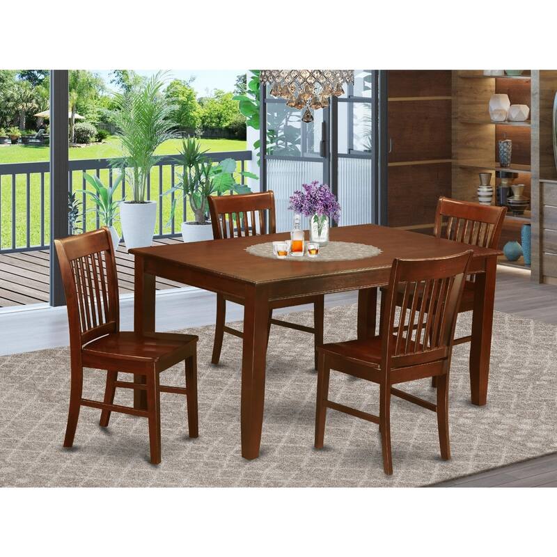 Formal Dining Room Set - Dinette Table & Chairs - Asian Hardwood - Mahogany Finish