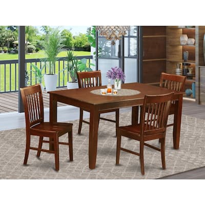 Formal Dining Room Set - Dinette Table & Chairs - Asian Hardwood - Mahogany Finish