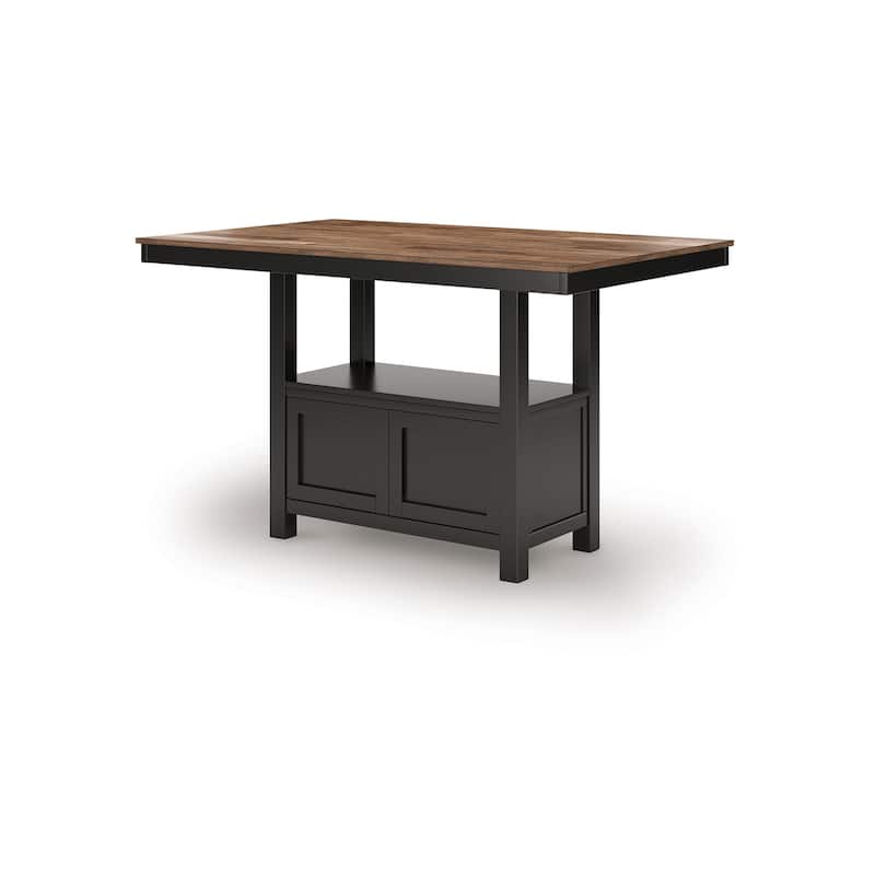 Fleur Counter Height Table with Built-In Storage, Black Wood, 60 Inch