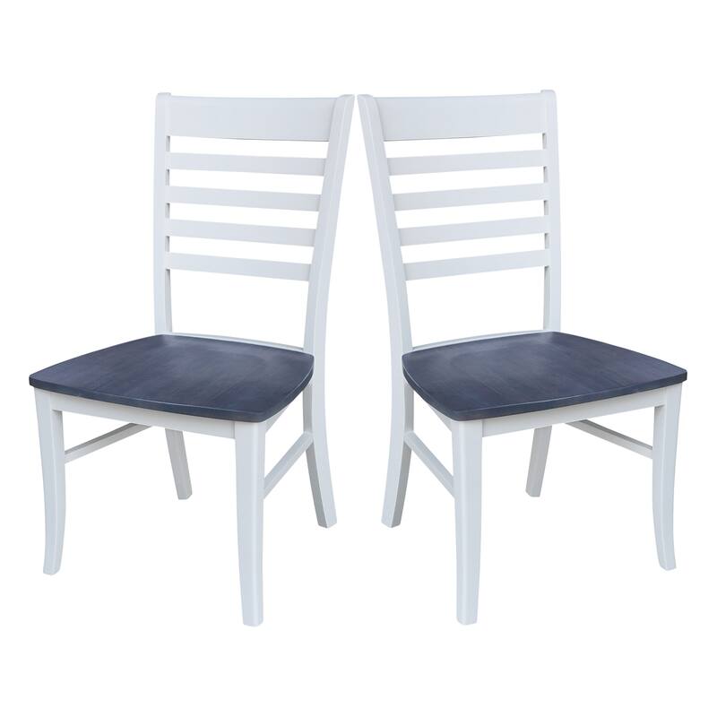 Solid Wood Cosmo Roma Dining Chairs, Set of Two - White/Heather Gray