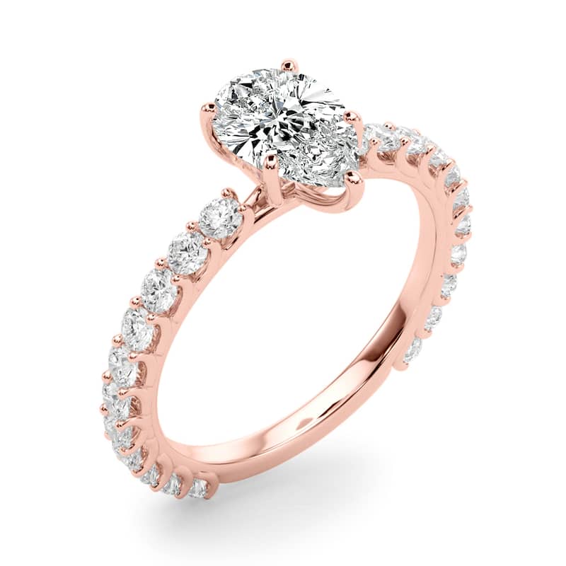 Auriya 14k Rose Gold Lab Grown Pear Diamond Engagement Ring 0.50 to 5.00 ct. tw. (F-G VS)