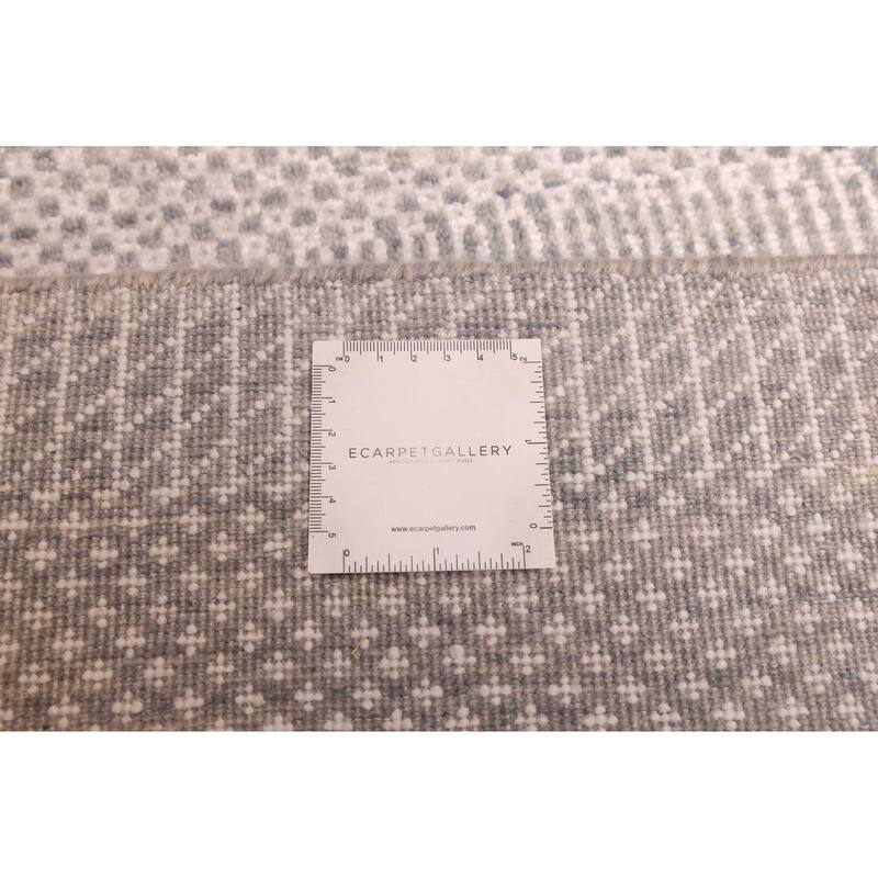 ECARPETGALLERY Hand-knotted Finest Silk Shadow Grey Silk, Wool Rug - 2'6 x 8'1