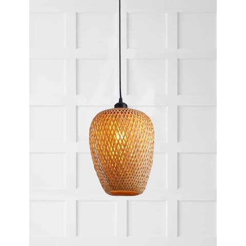 Vintage Farmhouse Woven Rattan Bamboo Pendant Lighting Fixture