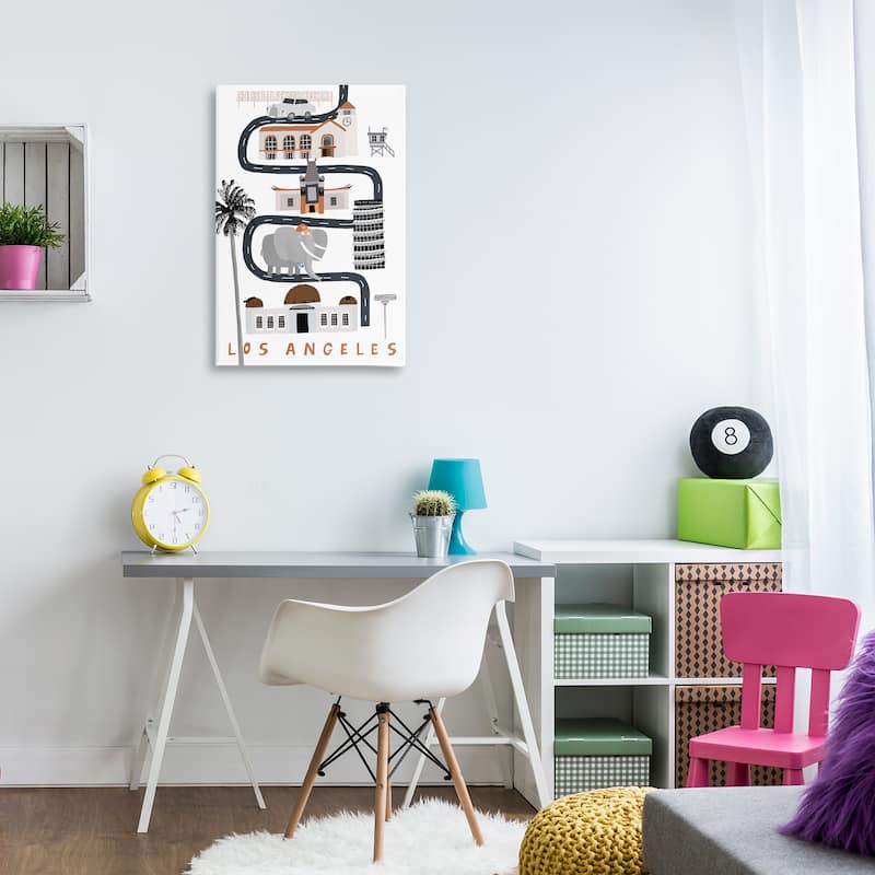 Stupell Los Angeles Whimsical Travel City Canvas Wall Art Design By Carla Daly