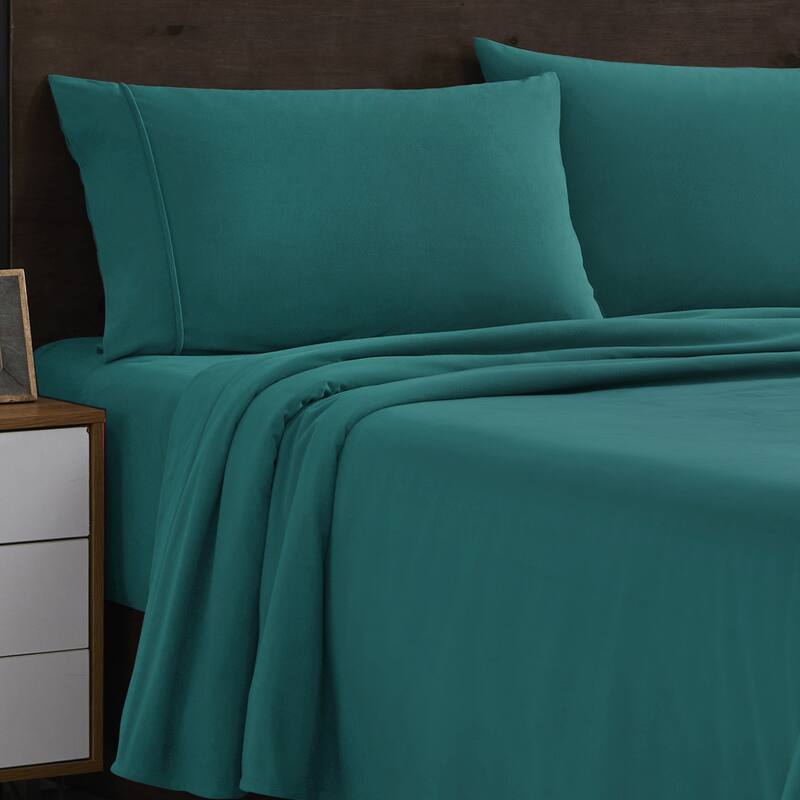 Sweet Home Collection Solid Flannel Sheets Warm and Cozy Extra Deep Pockets - King - Teal