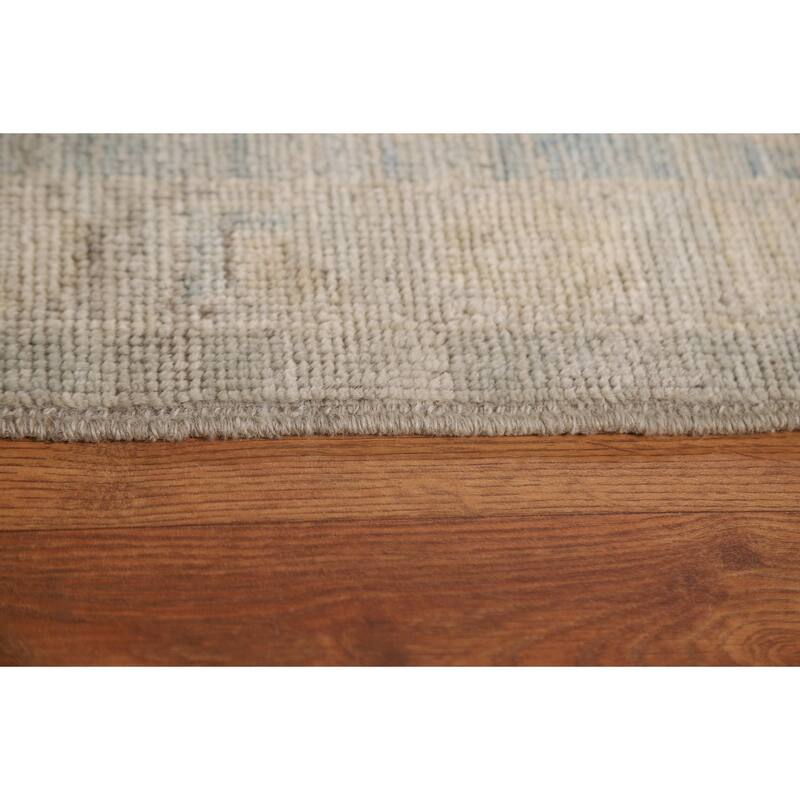 Gray Floral Oushak Turkish Area Rug Hand-knotted Oriental Wool Carpet - 9'1"x 11'10"
