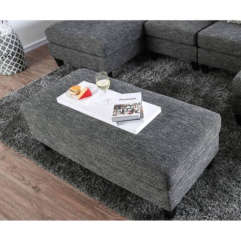 Living Room 1pc Ottoman Transitional Style Chenille Fabric Tappered Feet Couch Ottoman