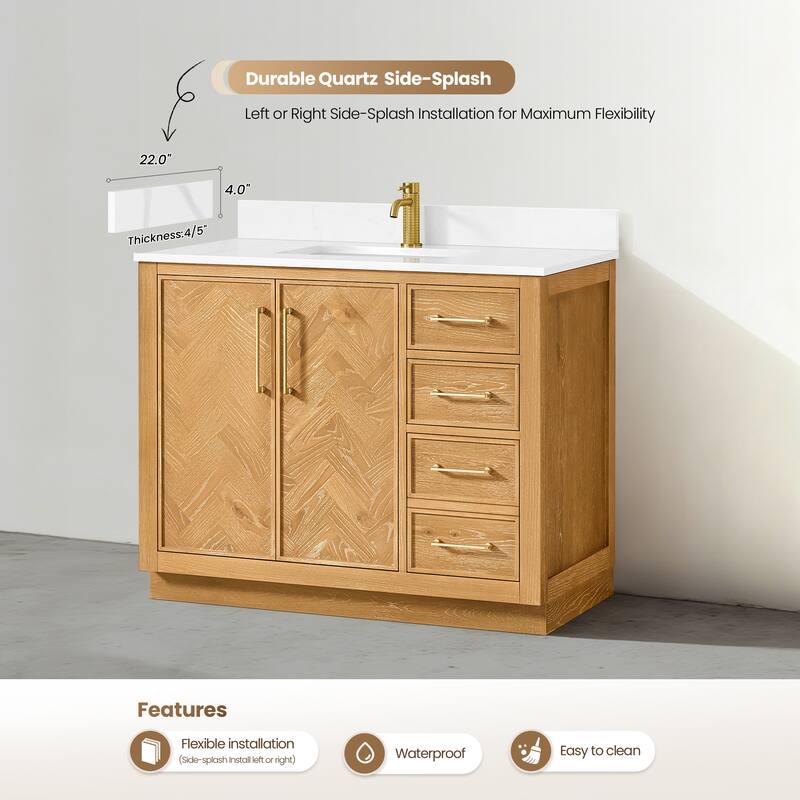 Jakarta Bath Vanity with Quartz Stone Top without Mirror