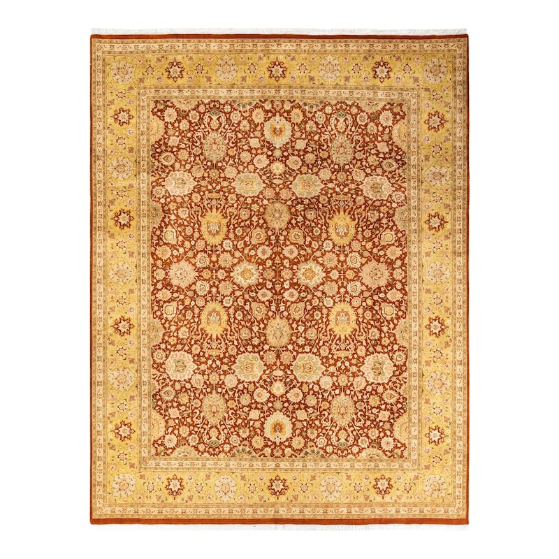 Overton Handknotted Wool Traditional Oriental Orange Area Rug - 8' x 10' - Rust - 8' x 10'