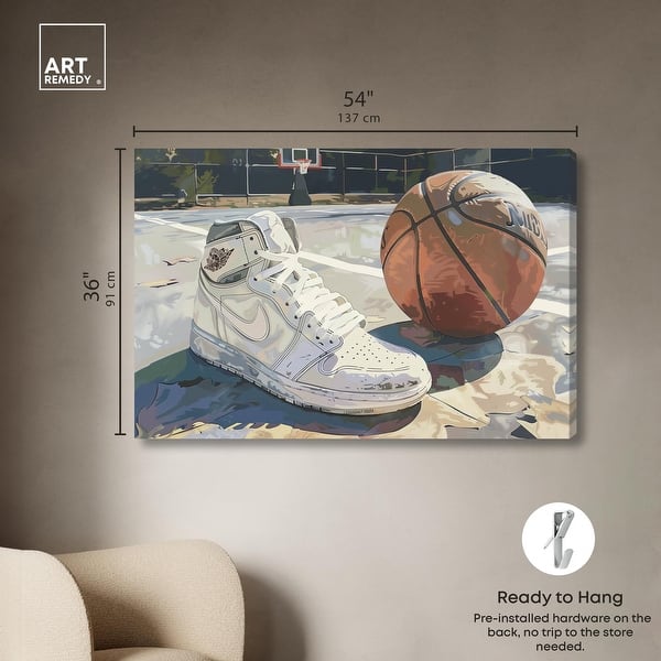 dimension image slide 5 of 6, Washed Out Court Canvas by Art Remedy, Gallery Wrapped