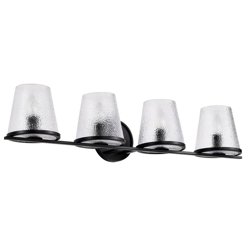 Valentine 4 Light Vanity Black Finish Hammered Glass - Black