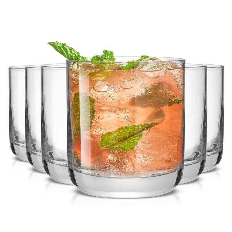 JoyJolt Faye DOF Rock Whiskey Tumbler Glasses - 10 oz - Set of 6 - 10 oz - Clear