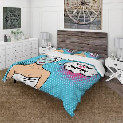 Designart 'Happy And Relax Pop Art' Traditional Duvet Cover Set
