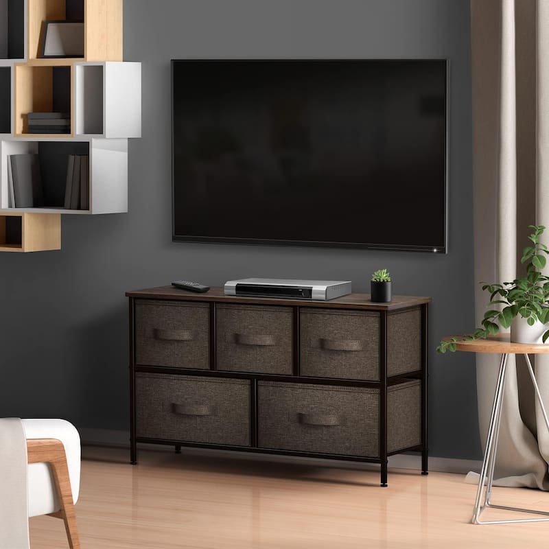 Dresser w/ 5 Drawers Furniture Storage Chest for Home, Bedroom