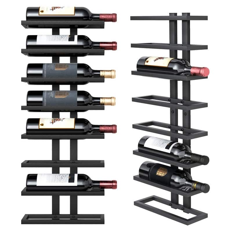 8 Tier Wall Mount Wine Rack - 10.83"D x 4.06"W x 28.23"H - Black