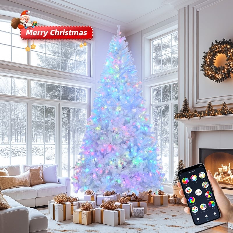 Pre-lit White Artificial Christmas Tree Holiday Decoration