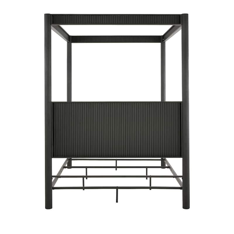 Monson Black Finish Metal Canopy Queen Bed by iNSPIRE Q Modern