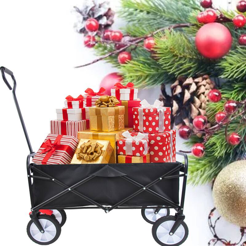 Multipurpose Steel Folding Wagon for Garden, Shopping, and Beach Outings - White