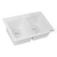 preview thumbnail 3 of 10, Ruvati 33 x 22 inch epiGranite Topmount Granite Composite Double Bowl Kitchen Sink - Arctic White - RVG1388WH