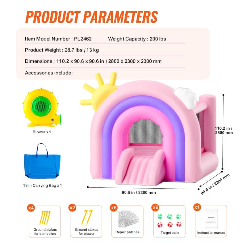 Inflatable Bounce House Family Backyard Bouncy Castle, for Kid Ages