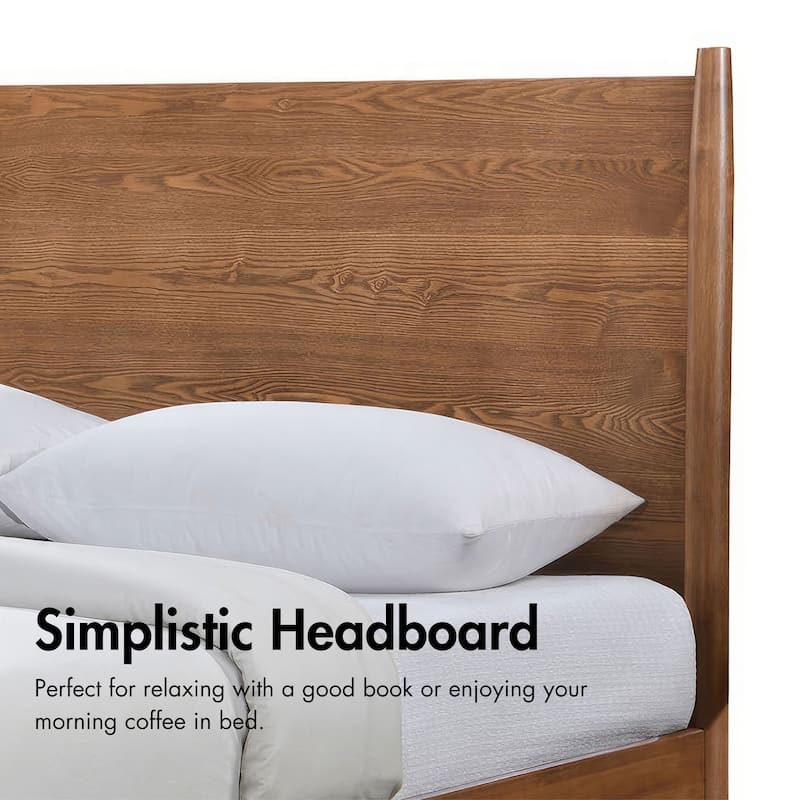 Furniture of America Beau Midcentury Walnut Wood Platform Bed
