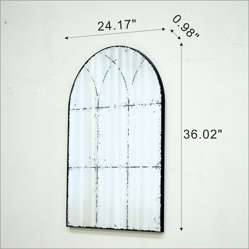 Semicircular wall-mounted mirror - Black,White