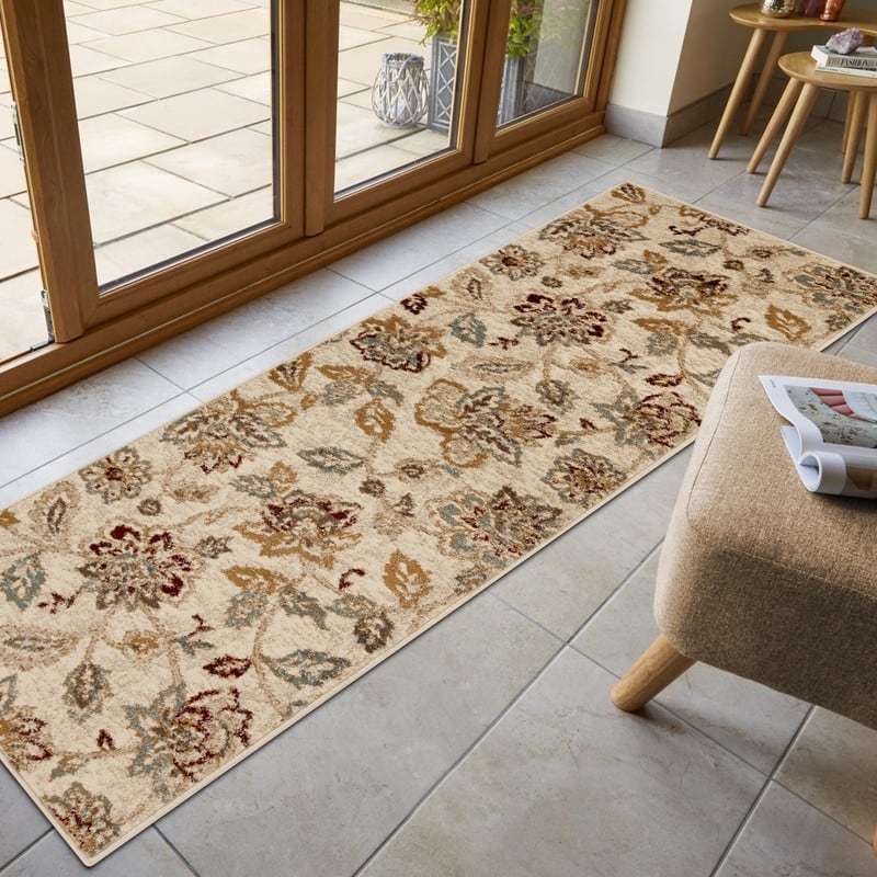 Superior Jacobean Modern Farmhouse Floral Indoor Runner or Area Rug