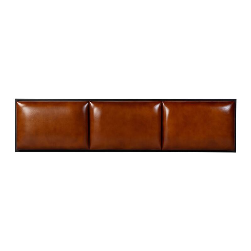 Kane 62 in. W Rectangular Leather and Iron Accent Bench