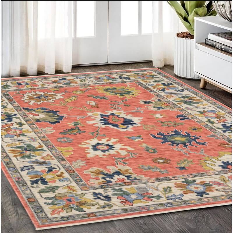 HomeRoots Oriental Traditional Rectangle Area Rug - 92.52 in. x 62.99 in.  x 0.32 in.